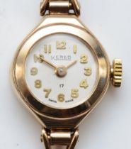 A 9ct gold cased Kered ladies wrist watch, London 1960, 17 jewel movement, 12mm, 9.6gm.