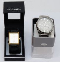 Sekonda, a stainless steel Gentleman's wrist watch, N3457, together with a Fossil stainless steel