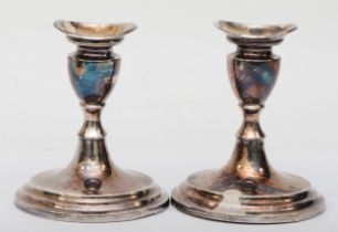 A pair of Danish silver candle sticks, by HEJL, loaded, 12cm.