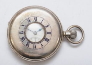 J.W. Benson, of London, a silver cased half hunter keyless wind pocket watch, by Dennison Watch Case