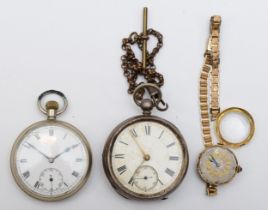 A 9ct gold cased ladies wrist watch, London 1926, the silvered dial set with Arabic numerals and a