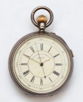 Murgatroyd & Horsfall,of Halifax, a silver cased open faced keyless wind chronograph pocket watch,