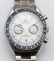 A stainless steel Gentleman's chronograph wrist watch, the dial set with baton numerals,