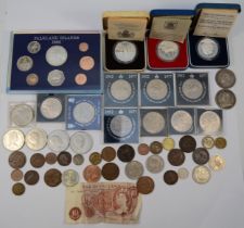 Victoria, a 1893 crown, George V, a 1935 crown, a 1977 Silver Jubilee silver proof crown, case, a