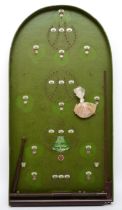 A 1950s bagatelle game, 'Corinthian' with cue and balls, 75cm long.