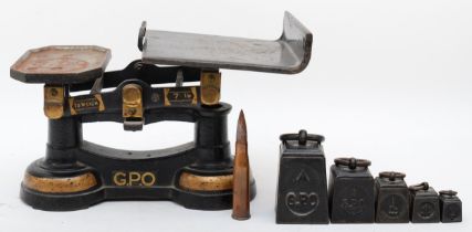 A set of 20th century painted General Post Office painted scales, complete with weights