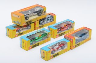 Corgi Toys; comprising three 'Whizzwheels' diecast models, 150,347,376 together with four racing