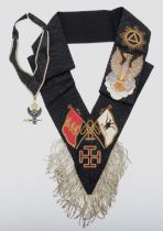 A Masonic silver Rose Croix 30th Degree jewel, with sash, London 1959 together with a 30th Degree