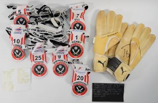 Match Worn sock straps Full Team 2005-2006. Match Worn Signed Paddy Kenny Gloves