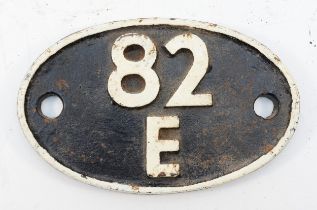 Reproduction cast iron shed plate '82E' Bristol (Barrow Road).