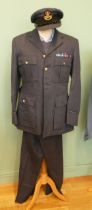 An RAF Officers No. 1 dress uniform, cap (57), jacket (38"), two pairs of trousers, two shirts (