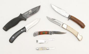 A collection of sheaf knives and pen knives, makers to include Schrade, Imperial, and Anglo Arms.