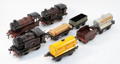 Hornby Trains; Comprising of three O gauge engines, type 501 with tender, two type 40, together with