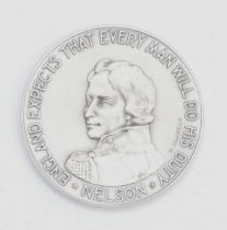 John Pinches London, a cased 999 silver Trafalgar commemorative medallion, stamped No 3, 94gm.