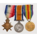 WWI mounted trio, 1914-1915 Star with Rose, War and Victory, awarded to L. Cpl T. Beam. Norf. R. 3-