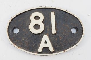 Original cast iron shed plate '81A' London (Old Oak Common).