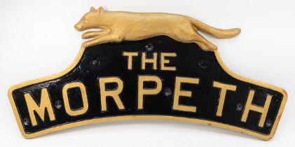 Fibre glass, full sized replica nameplate, "The Morpeth" (with fox). Original was carried by L.N.E.