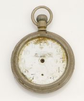 An American nickel and applied gold railway pocket watch, spares or repair, 57mm