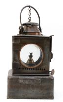 A Tuxford 'C' LNER railway lamp, stamped RD No. 711205, along with the letter 'S' having