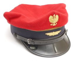 Polish State Railways officials peaked cap with metal eagle badge. Never worn, as new.