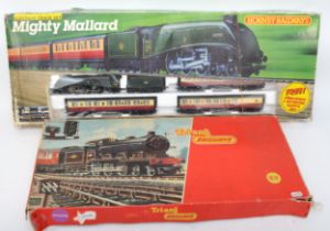 Hornby Model Railway; a boxed 00 gauge train set 'Mighty Mallard' (incomplete) together with a Tri-