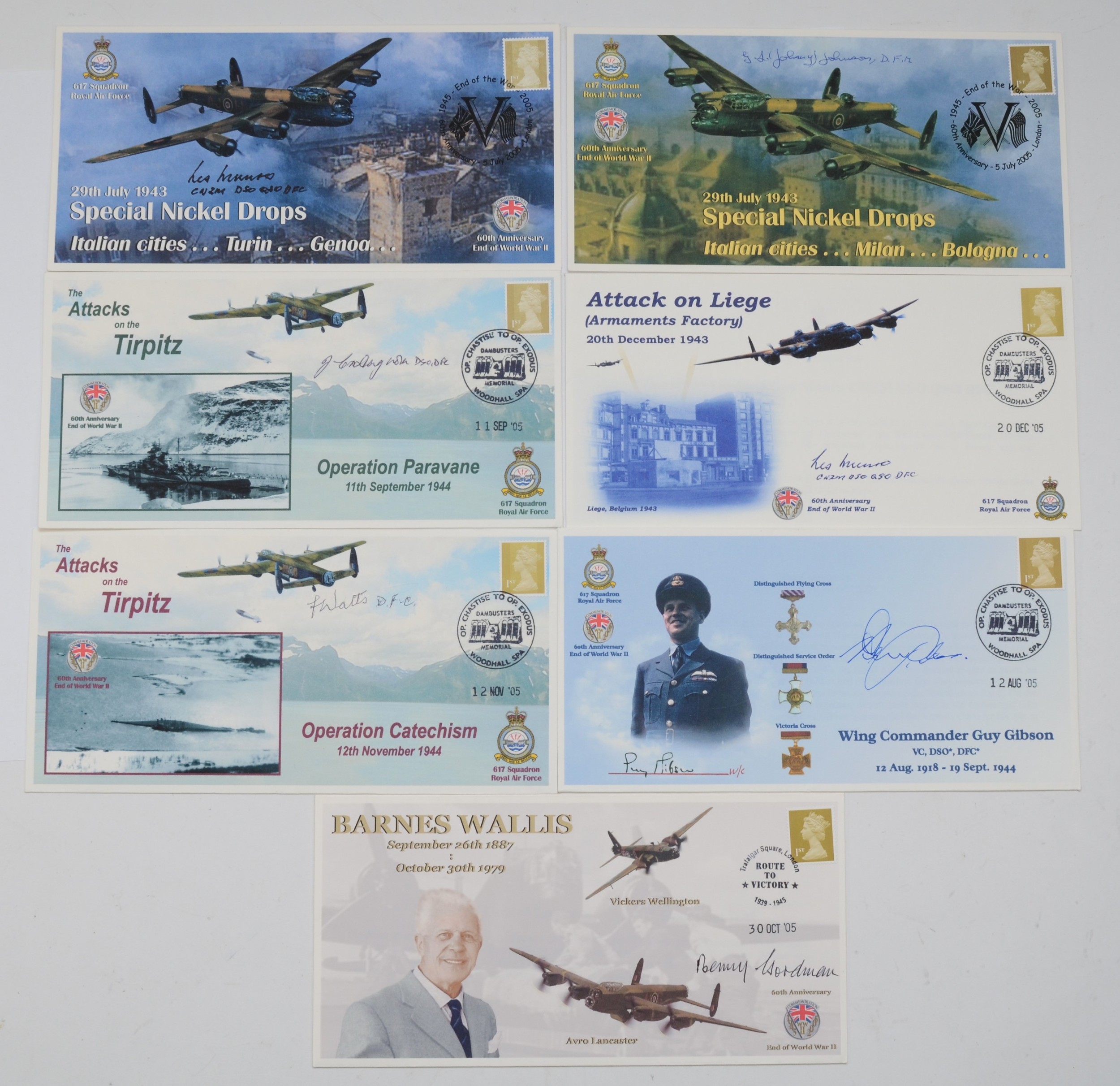 WW2 Dambuster Sqn Ldr Les Munro signed Special Nickel Drops FDC, 5th July 2005 postmark, 12 of 30