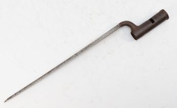 A British 19th century socket bayonet, triangular 34cm blade, engraved 10.