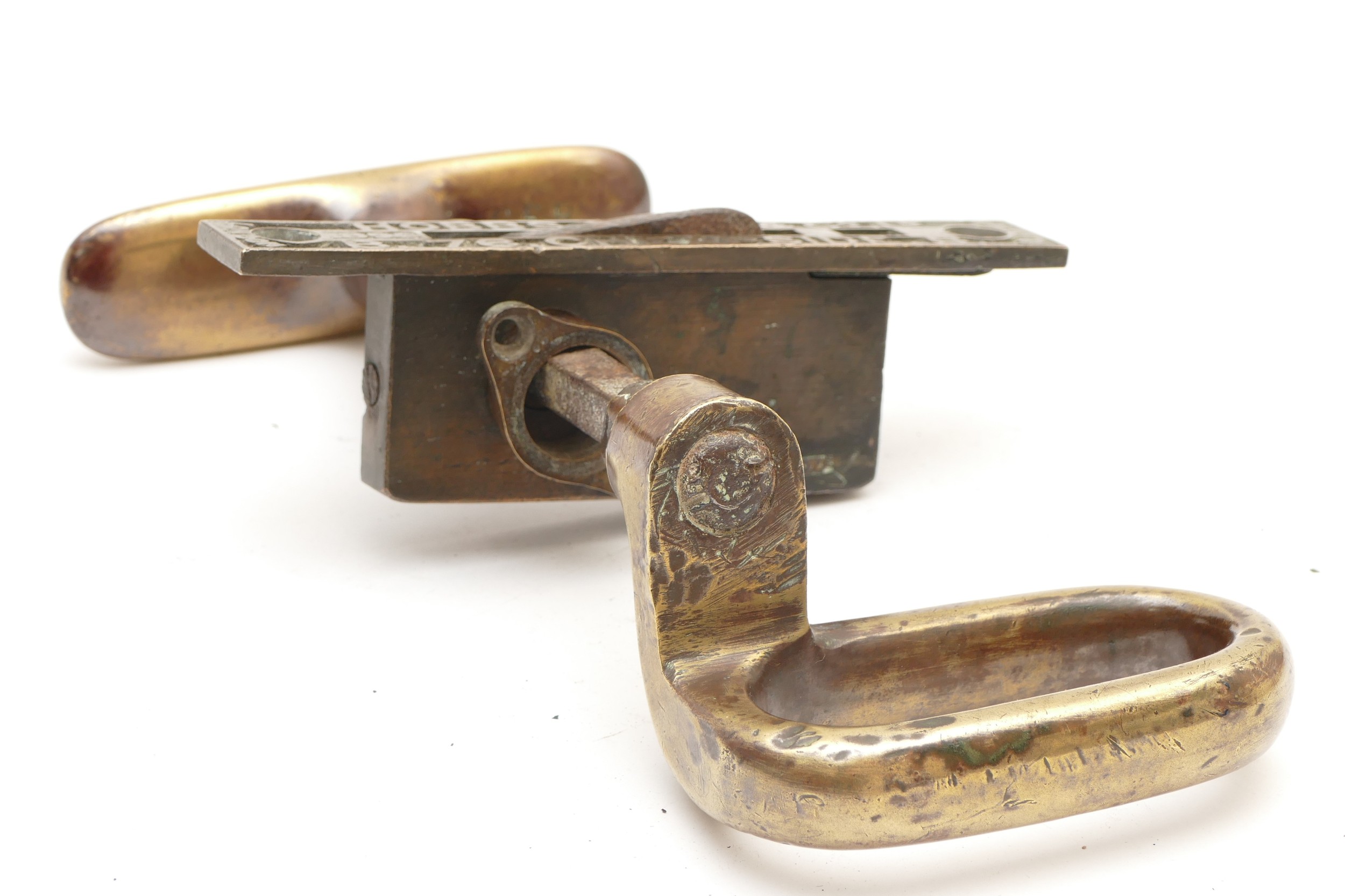 Complete Great Eastern Railway brass carriage door handle stamped G.E.R. in three places as well - Image 4 of 4