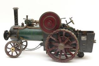 Live Steam, a 3/4″ scale Burrell Agricultural Traction Engine, green and black livery, solid flywhee