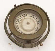 A.T. Chamberlain & Co. a brass 4" ships gimballed compass.