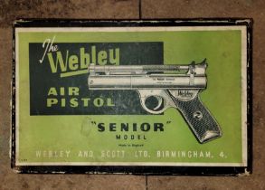 Webley And Scott Ltd; A Webley air pistol 'Senior' model .22 cal, original box with pellets and in
