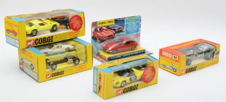 Corgi Toys - comprising Jaguar 'E' Type 2+2 No.335, Ghia 5000 Mangusta with Tomaso chassis No.271