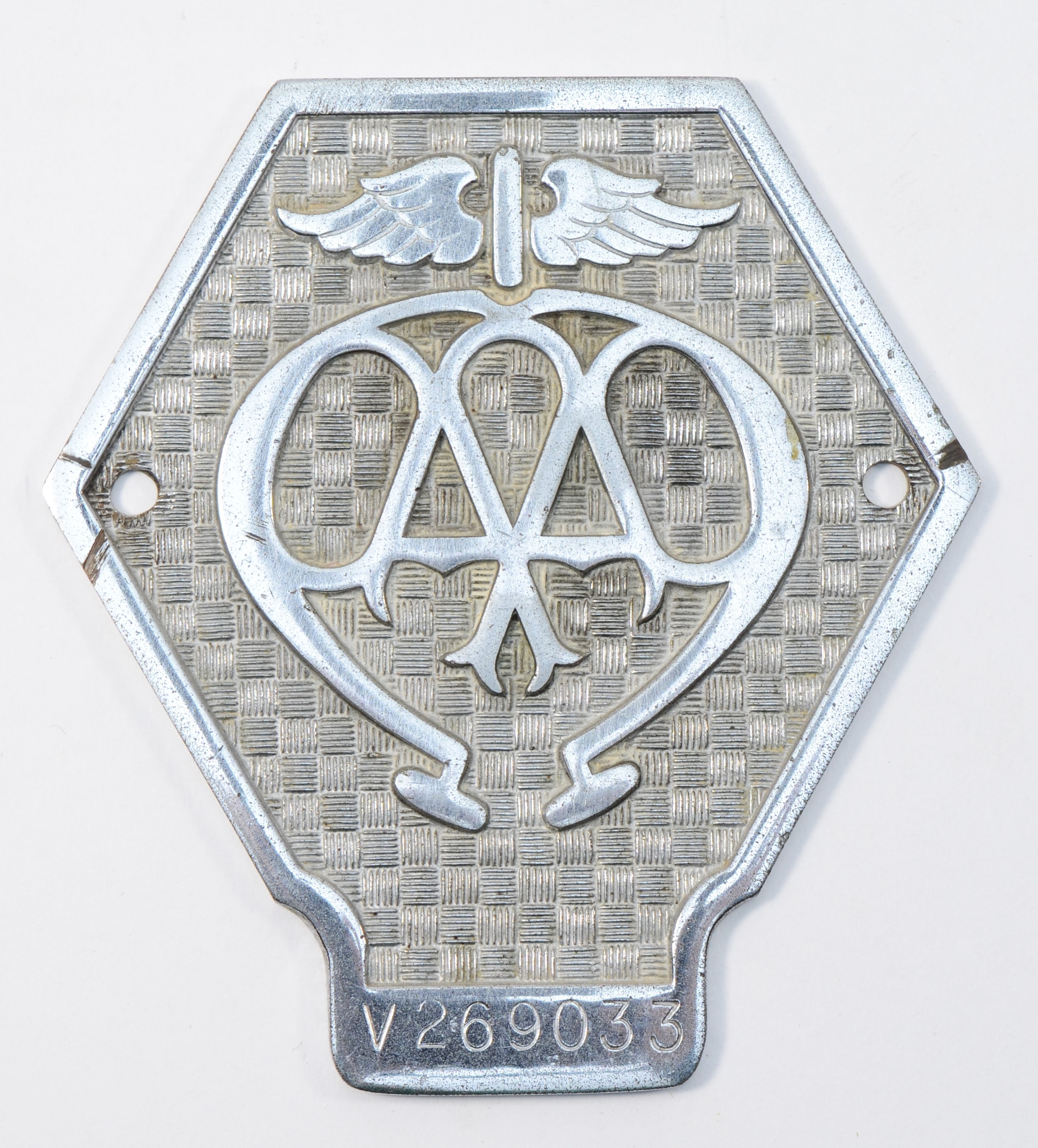 An AA commercial basket weave grill badge, no. V269033