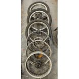 Borrani 19" front wheel with hub, Akront rear wheel with hub and four other wheels