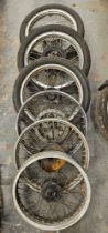 Borrani 19" front wheel with hub, Akront rear wheel with hub and four other wheels