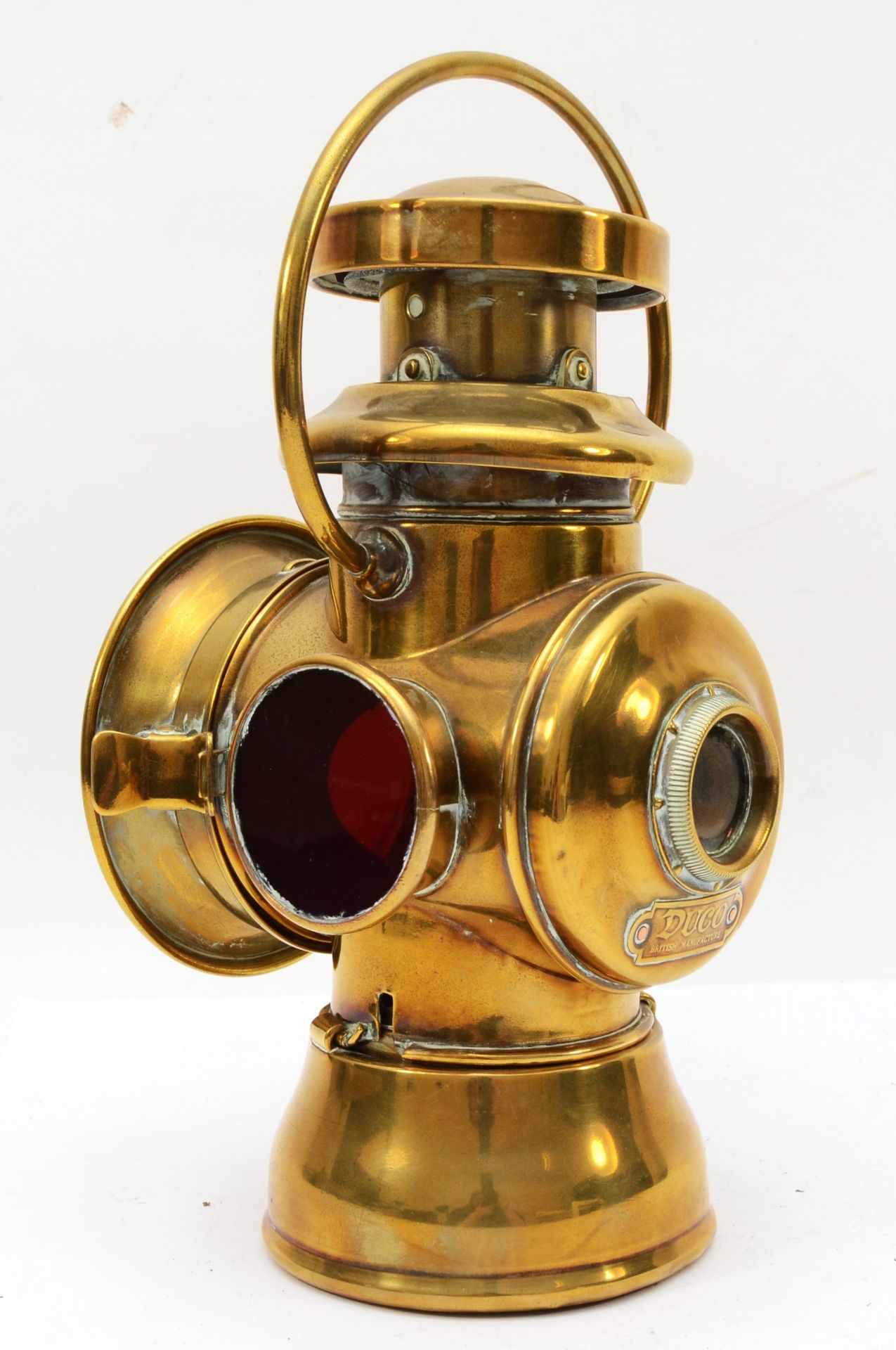 A brass era Duco by Brown brothers oil fired side lamp, 29cm. - Image 2 of 3