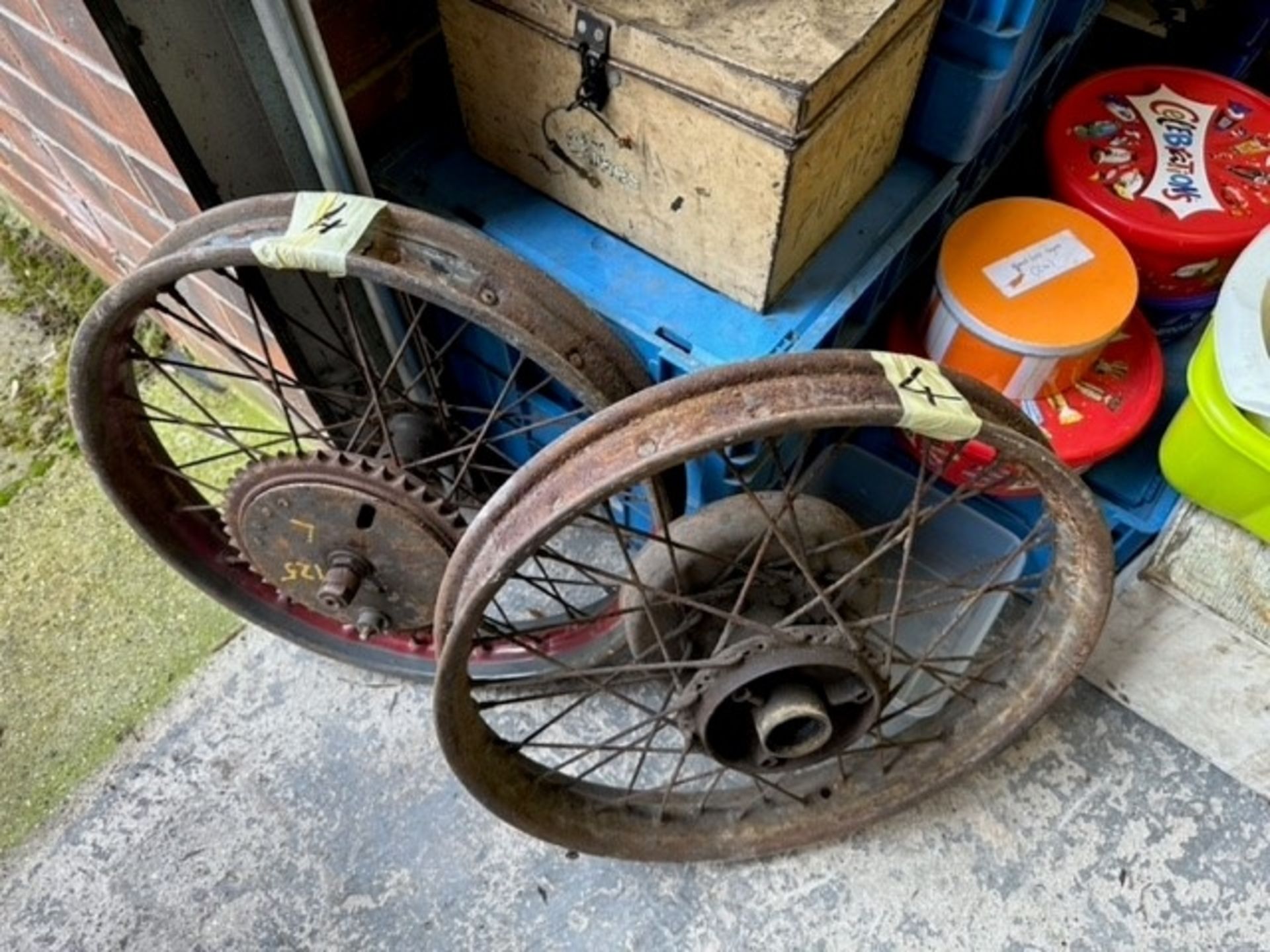 A 20" pair of vintage bead rim wheels