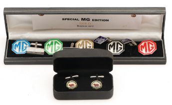 A pair of enamel Riley cufflinks, a pair of Vauxhall/GM cufflinks, Morris cufflinks and a set of