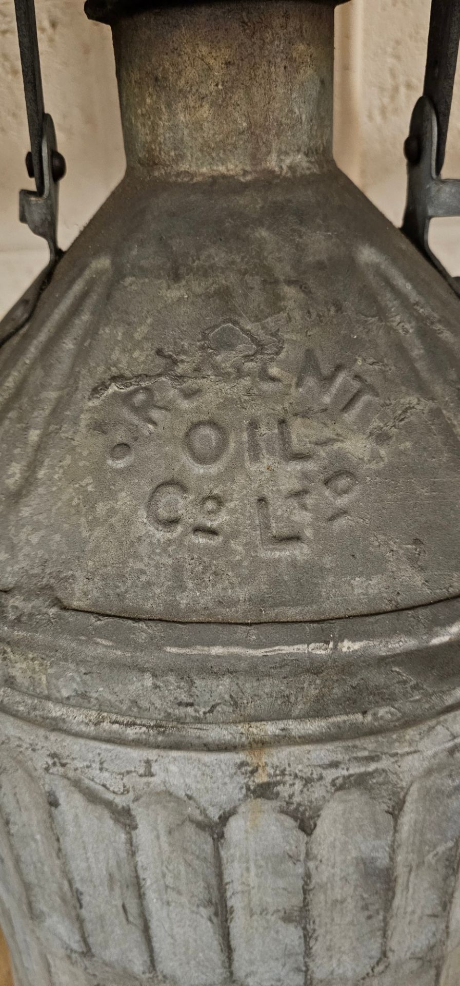 A Regent Oil Co. galvanised five gallon pyramid can, cap, 56cm with hand raised. - Image 2 of 3