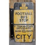 A Liverpool Transport Football Bus Stop sign, 1st Team Matches Saturdays and Bank Holidays,