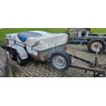 A twin axle works trailer, good wheels/tyres, coil springs and shock absorbers, brakes, built by B &