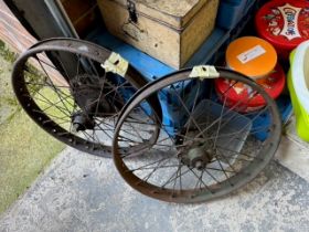 A 21" pair of vintage bead rim wheels