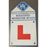 An RAC registered instructor No. 9359 vitreous enamel sign, 33.5 x 19cm