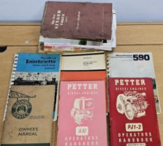 A collection of operators manuals, including Lambretta, Massey Ferguson and Petter