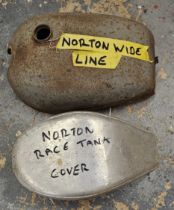 A Norton wideline petrol tank and an alloy tank cover