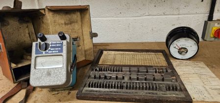 A vintage Precise Combination distance piece set, a Megger electrical tester and a P&S load