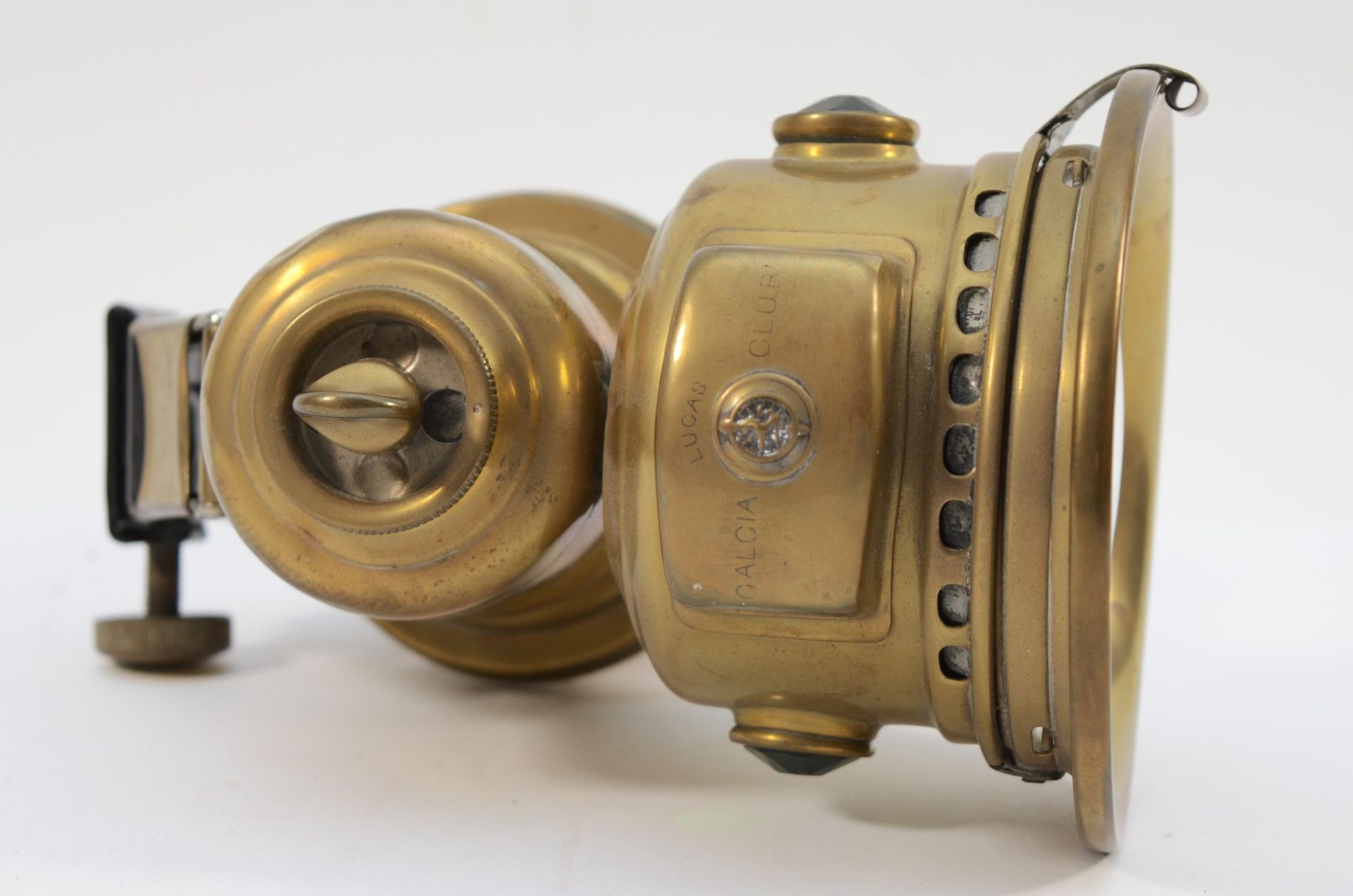 A vintage Lucas Calcia Club brass carbide lamp - Image 4 of 4