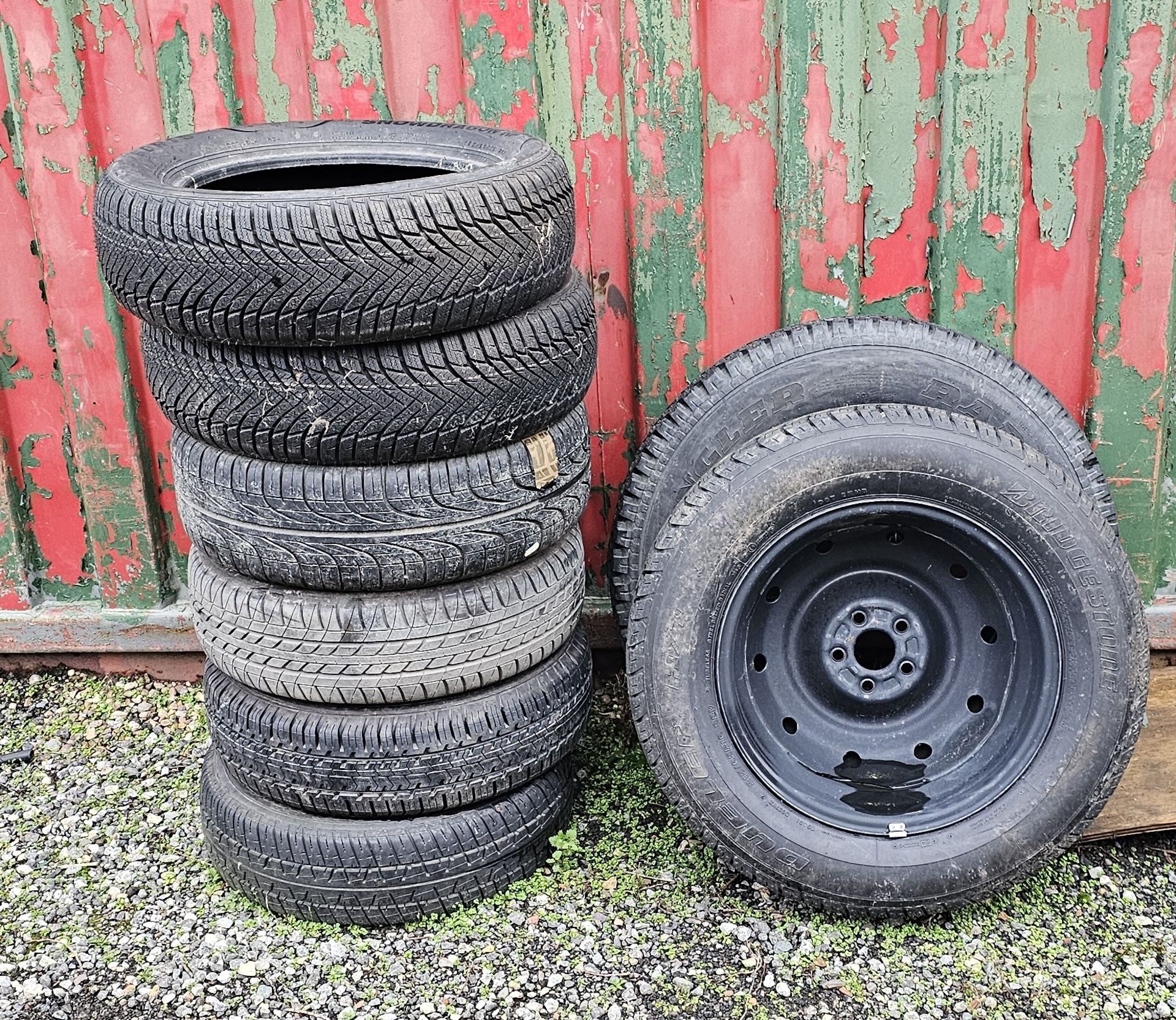 A Good Year Wrangler 205 R16 tyre, and seven other new and used tyres