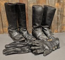 A pair of Kombi Mudibuddy leather boots and a vintage pair of leather boots, both probably size 7, a