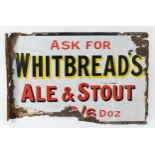 An Ask for Whitbread's Ale & Stout double sided vitreous enamel wall mounted advertising sign, 46